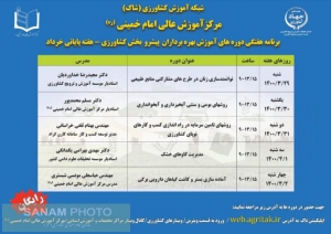 برنامه هفتگی دوره های آموزشی بهره برداران پیشرو بخش کشاورزی (هفته پایانی خردادماه)